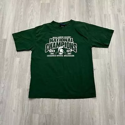 Buy Vintage Michigan State Hockey Shirt Men's Large Green 2007 National Champs MSU • 26.96£