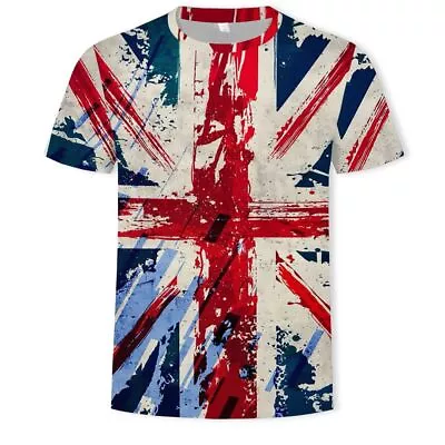 Buy Union Jack T-Shirt Crew Neck T-shirt Printing Flag Tshirt Short Sleeve T-Shirt • 6.23£