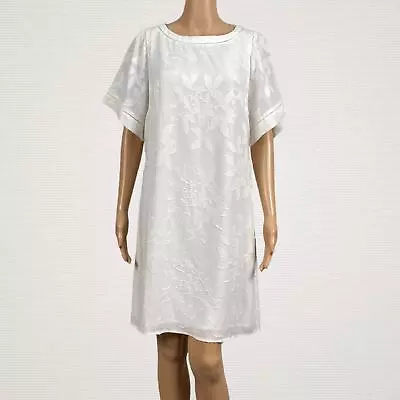 Buy Ann Taylor PETITE LEAVES JACQUARD FLUTTER SLEEVE DRESS WINTER WHITE Medium • 42.01£