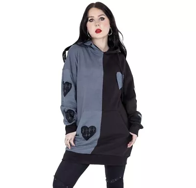 Buy Vixxsin Black Grey Heart Hoodie LEXIA Jumper Sweater Pullover Top Alt Goth Emo S • 49.99£