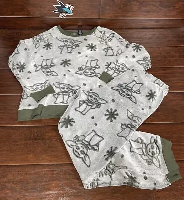 Buy Disney Star Wars Baby Yoda Gray Green Fleece Lounge Set Pajamas Women’s Large • 13.96£