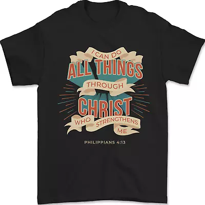 Buy Through Christ Christian Jesus God Cross Faith Mens T-Shirt 100% Cotton • 7.49£