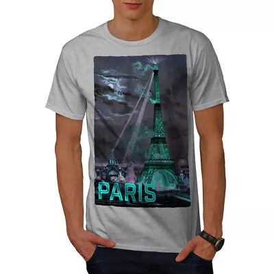 Buy Wellcoda Paris City Night Night Mens T-shirt • 17.99£