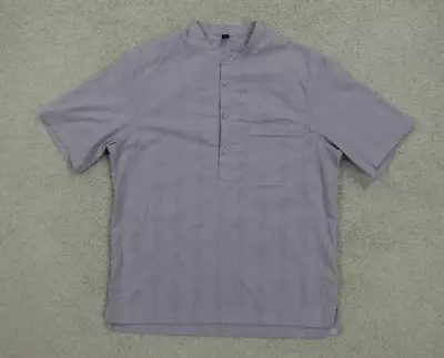 Buy Lululemon Shirt Men's Medium Purple Button Up Popover Down To The Wire Grid • 22.40£