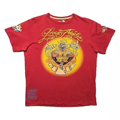 Buy Los Angeles Royal Flush Tattoo Style Y2K Red Yellow Card Top, Size XL • 13£