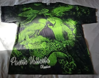 Buy Vintage Yazbek Black T Shirt Large Puerto Vallarta Mexico AOP Nature, Animals • 37.27£