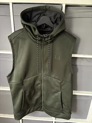 Buy Under Armour Khaki Black Sleeveless Fleece Lined Zip Up Hoodie XL.    B1 • 6.81£