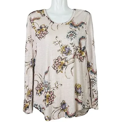 Buy Witchery Floral Linen Top M 12 Pink Multicoloured Long Sleeve T Shirt Blouse • 11.01£