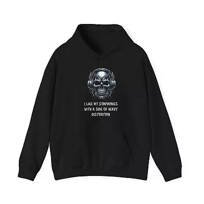 Buy Metal Harmony: Distorted Symphony Skull Hoodie Heavy Metal Headphone Skull • 34.66£
