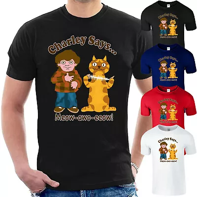 Buy Charley Says Meow Mens T-Shirt Funny Cartoon Rave Techno Dance Unisex Tee Gift • 4.99£