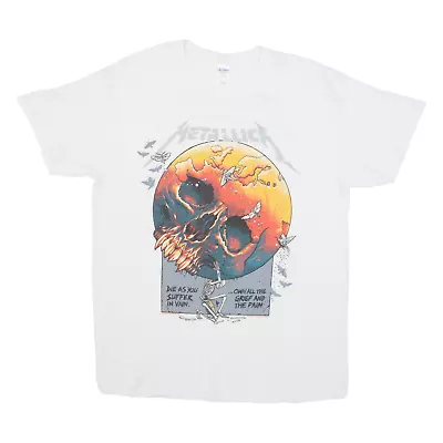 Buy GILDAN Metallica Europe Awakens 2019 Tour Mens Band T-Shirt White L • 34.99£