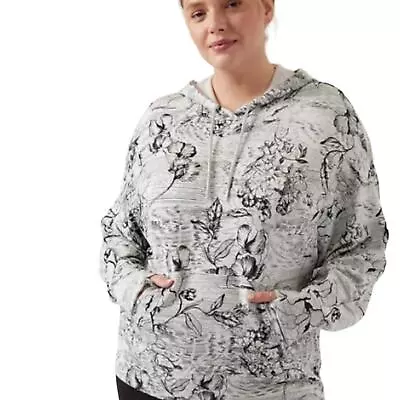 Buy Athleta Balance Hoodie Sweatshirt In Eden Floral Grey Print Size 2XL • 37.34£