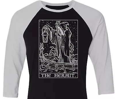 Buy The Hermit Tarot Card Raglan Baseball Shirt Grim Reaper Gothic Halloween Tee • 26.10£