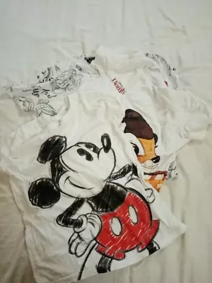 Buy 3 X Ladies Disney White Cotton T-shirts Size S Mickey Bambi Princess • 25£
