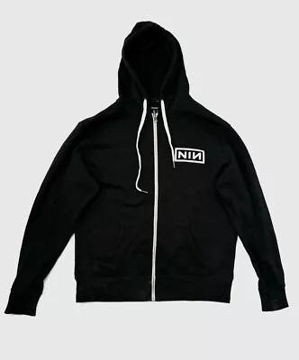 Buy Nine Inch Nails Black Hoodie Hooded Zip NIN Logo Official Large L New • 40£