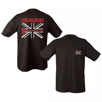 Buy UK Firefighter T-Shirt Thin Red Line Union Jack Flag British Fire Service Tee • 11.99£