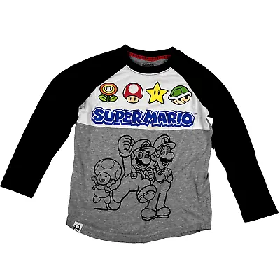 Buy Super Mario Sz Boys M (8) Long-Sleeve T-Shirt Mario Luigi Star Yoshi • 10.89£