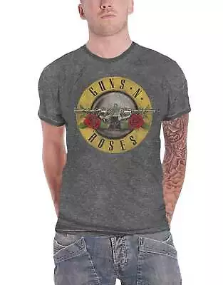 Buy Guns N Roses T Shirt Classic Band Logo Official Mens Burnout Charcoal Grey • 16.95£