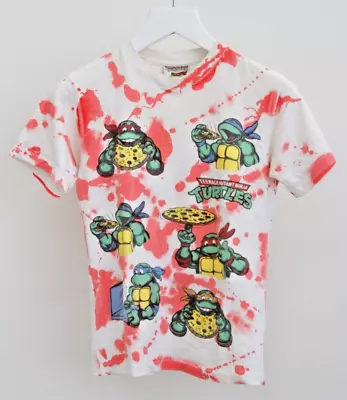 Buy Vintage 1991 Mirage Studios AOP Teenage Mutant Ninja Turtles T-Shirt Youth M • 175.05£