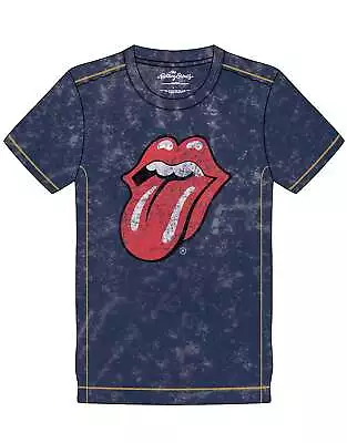 Buy The Rolling Stones T Shirt Classic Tongue Logo Official Mens Blue Snow Wash • 17.95£