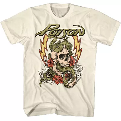 Buy Poison Snake Skull Roses Tattoo Men's T Shirt Venom Metal Rock Band Concert Tour • 27.49£
