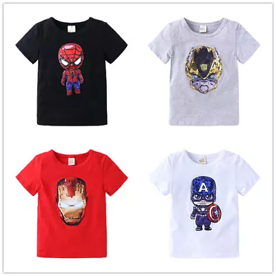 Buy Kids Boys Tops Spider Man LED T Shirt Summer Cartoon Short Sleeve Birthday Gift • 8.99£