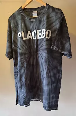 Buy Original Placebo Merchandise T Shirt - Size XL - Grey /Black Tie Dye • 45£