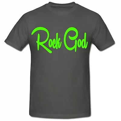 Buy Rock God T Shirt ( Green Logo), Funny Novelty T Shirt, 80's T Shirt • 8.99£