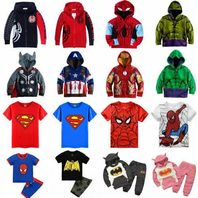 Buy Kids Boys Marvel Super Hero Batman Spiderman Hoodie Sweatshirt Pyjamas Tracksuit • 7.91£