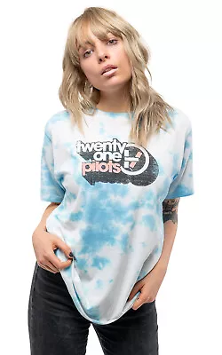 Buy Twenty One Pilots T Shirt Vintage Block Holiday Band Logo Unisex Blue Dip Dye • 17.95£