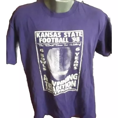 Buy Vintage T-shirt Large 1990's KANSAS STATE FOOTBALL BOWL CHAMPS GRAPHIC T-shirt • 9.52£