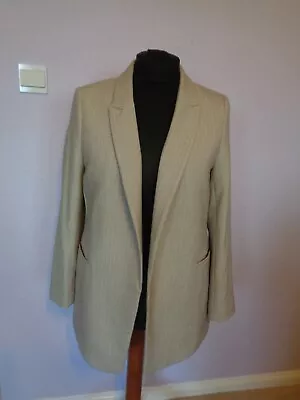 Buy Jacket Next Tailoring Size 18 Beige Pin Stripe Lined Open Front Pockets • 12£