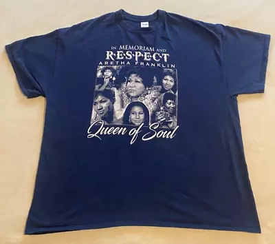 Buy Aretha Franklin In Memoriam And Respect Queen Of Soul Navy T Shirt Size 2XL • 8.93£