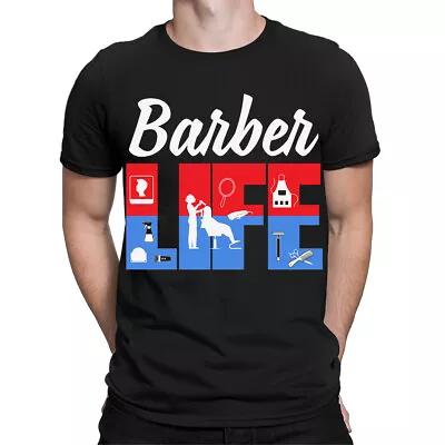 Buy Barber Life Vintage Shop Hair Stylist Hairdressing Tools Mens T-Shirts Top#TA-89 • 3.99£