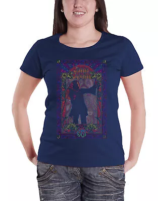 Buy Janis Joplin T Shirt Paisley & Flowers Frame New Official Womens Skinny Fit Blue • 15.95£