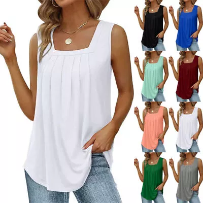 Buy Womens Sleeveless Vest Tops Ladies Summer Casual T-Shirt Tank Blouse Plus Size • 6.95£
