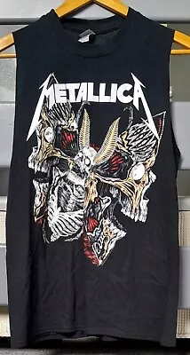 Buy Metallica Skull Moth Black Sleeveless T-shirt. Size S • 14.99£