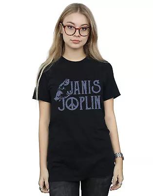 Buy Janis Joplin Women's Type Logo Boyfriend Fit T-Shirt • 15.99£