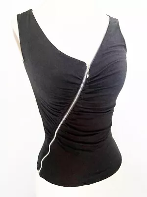 Buy Y2K Vintage Arden B Tomb Raider Asymmetrical Ruched Zip Front Tank Stretch Small • 22.55£