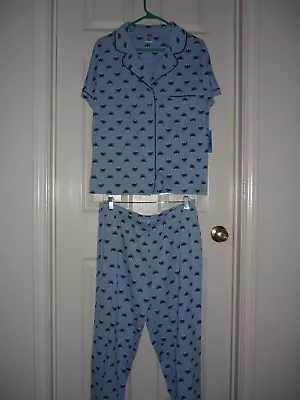 Buy NWT Womens Cookie Monster Sesame Street Pajamas Top Bottom Set, Blue Print, Sz L • 17.73£