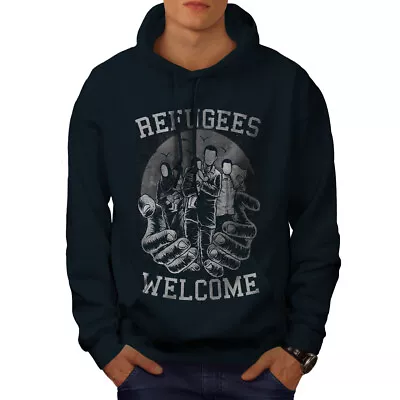 Buy Wellcoda Refugees Welcome Accept Mens Hoodie • 28.99£