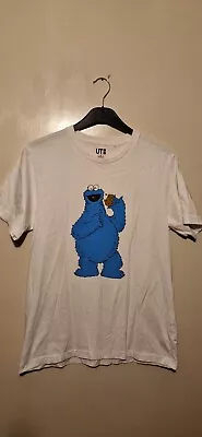 Buy KAWS X Uniqlo Sesame Street Shirt Adult Medium White Cookie Monster Tee UT Mens • 17.99£