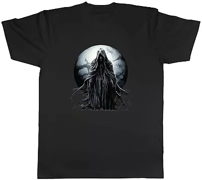 Buy Grim Reaper Mens T-Shirt Gothic Moon Death Skeleton Tee Gift • 8.99£