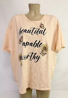 Buy Pretty Rebel Tee T Shirt Plus Size 3x 54  BEAUTIFUL CAPABLE WORTHY Peach Floral • 0.77£