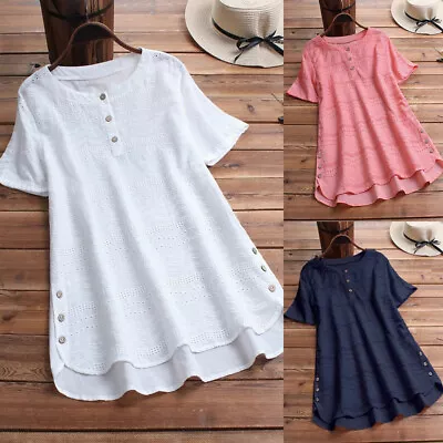 Buy Plus Size 8-18 Women Tunic Tops Ladies T Shirt Summer Casual Short Sleeve Blouse • 3.99£