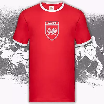 Buy Wales Home Nations Shield Print Ringer T-Shirt Birthday Gift Size S- 3XL • 17.99£