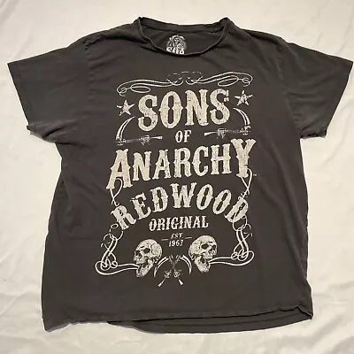 Buy Sons Of Anarchy T Shirt Dark Grey Print Biker Short Sleeved Size XL • 9.99£