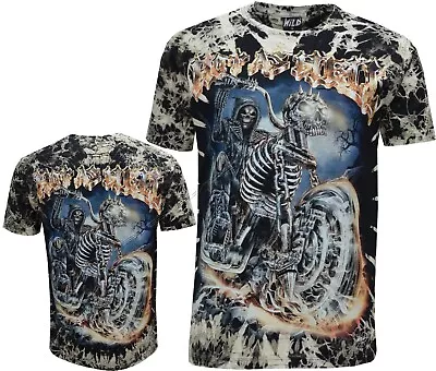Buy New Grim Reaper Hot As Hell Biker Glow In Dark Tattoo Goth Tye Dye T-Shirt M-3XL • 14.95£