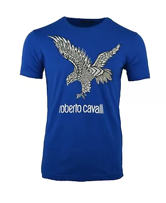 Buy Roberto Cavalli Eagle Bird Of Prey Print Logo Royal Blue T-shirt Just Rare • 59.99£