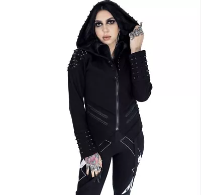 Buy Vixxsin Demonic Hood Black Hoodie Spikes Studs Gothic Punk Emo Alt Warm Jacket M • 62.99£